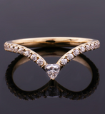 Heart 14k Solid Gold Moissanite Diamond Band, Wedding Rings, Anniversary Gift /2213