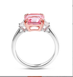 Pink 14k Solid Gold Moissanite Diamond Band, Stocking Wedding Rings, Gift 2219