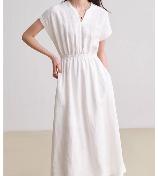 Minimalist Elegant Waist-Tied Long Dress for Women/9522 – SimpleLinenLife