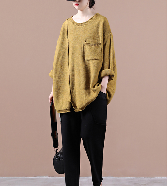 Loose Sweater Fall Women Cotton Tops Women Blouse Overall H9506