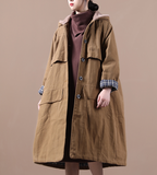 Winter Women Casual  Coat Loose Hooded Plus Size Long Coat Jacket