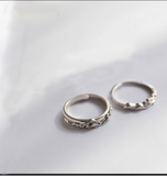 Unique Design Silver Ring Set Engagement Ring Wedding Ring Set Engrave Custom