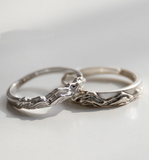 Unique Design Silver Ring Set Engagement Ring Wedding Ring Set Engrave Custom