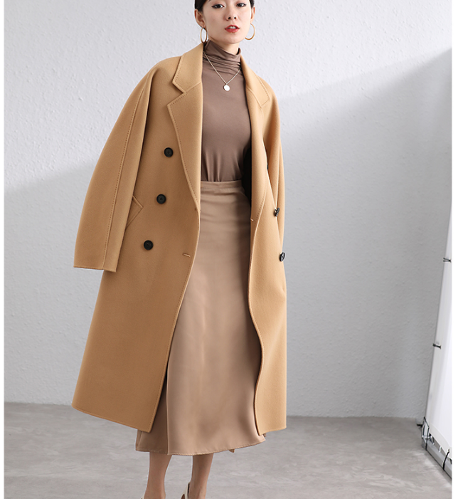 Double Breast Loose A-line Women Coat Winter Wool Coat Plus Size