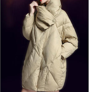 Cocoon Loose Women Puffer Coat Winter Down Coat Hooded Duck Down Jackets 6655