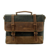Canvas Leather Shoulder Bag Laptop Messenger Bag Briefcase Handbag Crossbody Bag Computer Bag Waterproof Business Bag for Gift
