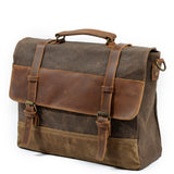 Canvas Leather Shoulder Bag Laptop Messenger Bag Briefcase Handbag Crossbody Bag Computer Bag Waterproof Business Bag for Gift