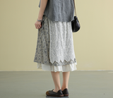 lace Casual Cotton Linen loose fitting Women's Skirts