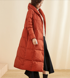 A-Line Long Winter Puffer Coat Duck Down Jacket Large Collar Women Warm Jacket 56603