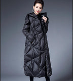 Women Winter Puffer Coat,Light Weight 90% Duck Down Jackets, Hooded Long Warm Down Coat/3326