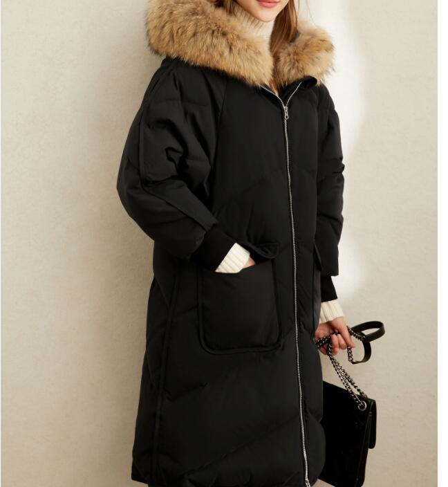 Black Fur Trim Women Winter Loose Plus size Side Pockets Down Jacket W –  SimpleLinenLife
