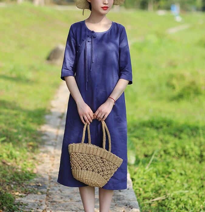 Navy Blue Women Dresses Casual Summer Linen Women Dresses Hand Made Bu SimpleLinenLife Navy Blue Women Dresses Casual Summer Linen Women Dresses Hand Made Bu SimpleLinenLife