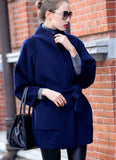 Waist Belt Handmade Cashmere Coat Warm Women Wool Coat Jackets 5566
