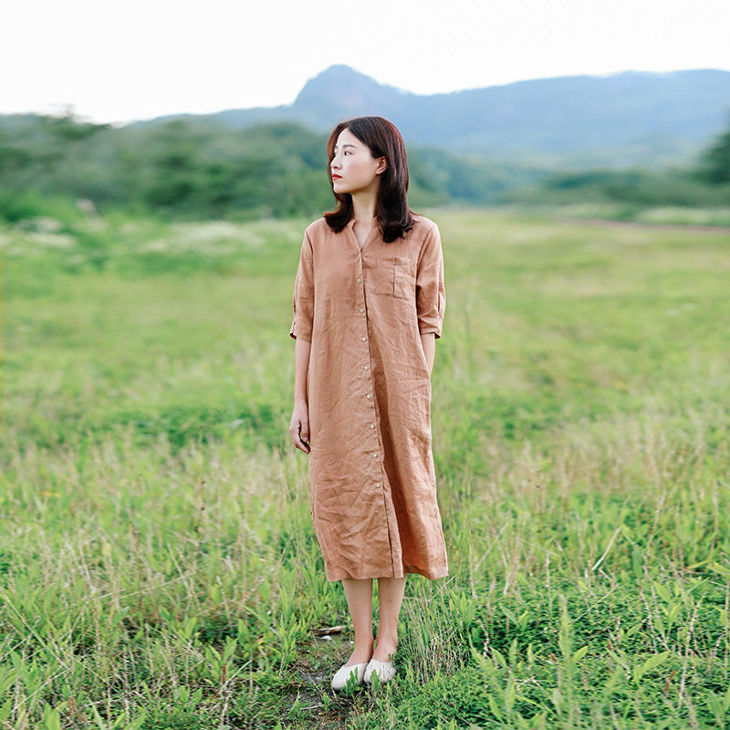 linen spring dresses Women's Spring Oversized Long Linen Dress, Grey Dress with Pockets, Dresses for Women