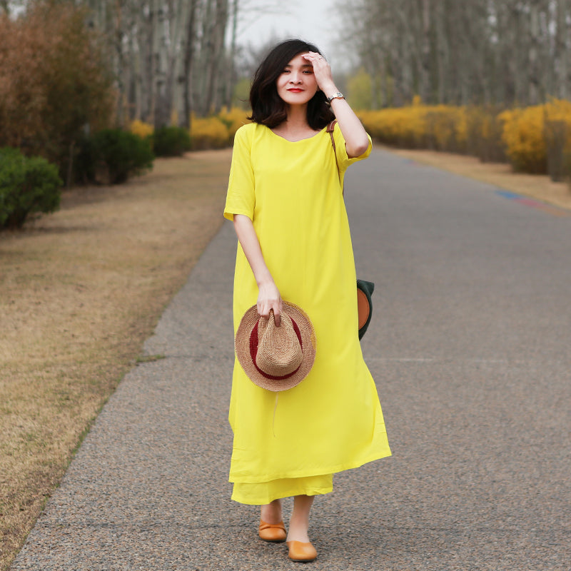 knee length dresses for ladies Embroidered Square Collar Dress