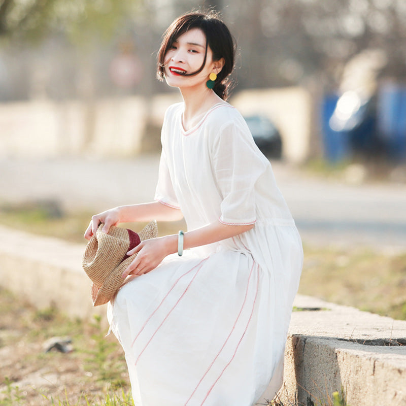 White Women Dresses Casual Summer Women Dresses Long Women Dresses MDY   SimpleLinenLife