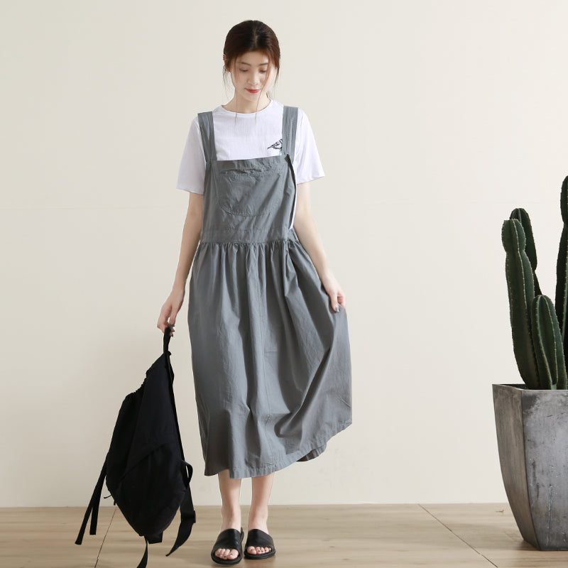 slim fit dress slacks Gray Strap Dress Casual Summer Women Cotton Suspender Dresses GU98402 –  SimpleLinenLife