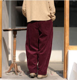 Casual Corduroy Women Casual Cotton Wide Leg Pants SJ981106