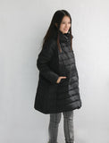 A-line Casual Hooded Winter Puffer Coat Women Down Jacket Any Size 63702
