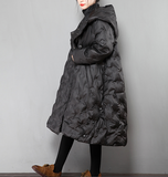 A-Line Long Puffer Coat, Side Pocket Down Jacket Women Down Coats 23110