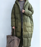 Army Green Women Winter Puffer Loose Duck Down Jackets Long Warm Women Long Down Coat 30125