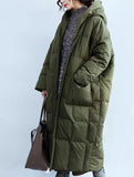 Army Green Women Winter Puffer Loose Duck Down Jackets Long Warm Women Long Down Coat 30125