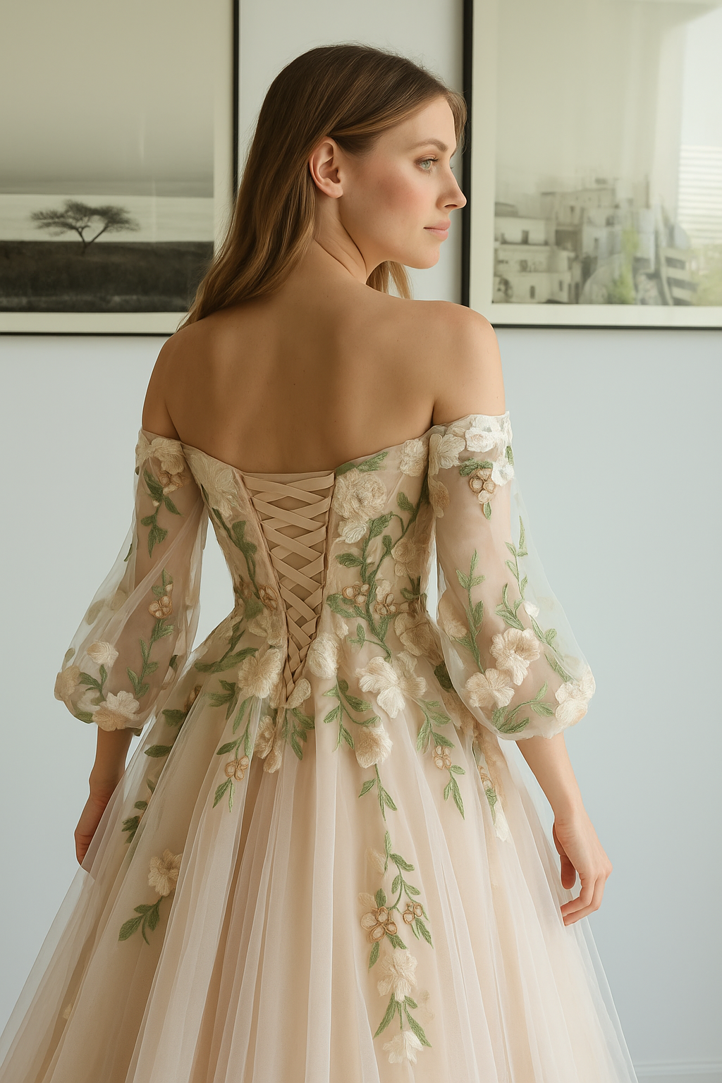 Flowy A-line Tulle Lace Wedding Dress, Bridal Party Dress Colorful Gar SimpleLinenLife Flowy A-line Tulle Lace Wedding Dress, Bridal Party Dress Colorful Gar SimpleLinenLife