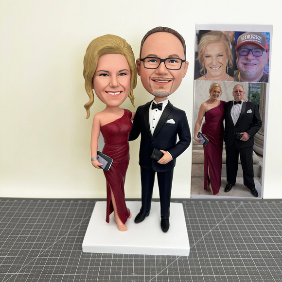 Custom Wedding Bobblehead As Cake Toppers, Personalized Wedding Bobble heads Figurines Wedding Cake Toppers, Custom Wedding Bobbleheads