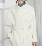 Large Collar Women Wool Coat, Long Winter Wool Coat Jacket 0989