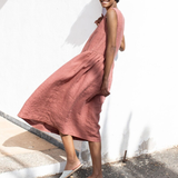 Loose fitting Summer Dresses,Soft Linen Women Dresses 9022