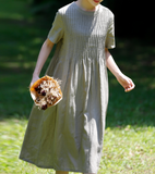 Pleated Linen Dresses, Summer long Women Dresses ,Maxi Dress 9086