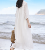 Loose Linen Dresses, Summer long Women Dresses ,Maxi Soft Linen Dress 9086