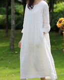Loose Linen Dresses, Summer long Women Dresses ,Maxi Soft Linen Dress 9080