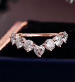 14k Solid Gold Heart Diamond Band, Natural Brilliant Diamond Ring, Wedding Rings, Anniversary Gift 001