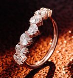 14k Solid Gold Heart Diamond Band, Natural Brilliant Diamond Ring, Wedding Rings, Anniversary Gift 001