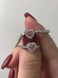 Heart Shape 14k Solid Gold Flowers Diamond Band, Wedding Rings Anniversary Gift/2110