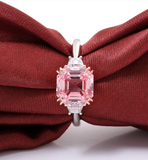 Pink 14k Solid Gold Moissanite Diamond Band, Stocking Wedding Rings, Gift 2214