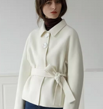 Short Women Wool Coat, Warm Double Face Wool Coat Jacket 0339