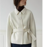 Short Women Wool Coat, Warm Double Face Wool Coat Jacket /0339