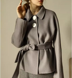 Short Women Wool Coat, Warm Double Face Wool Coat Jacket /0339