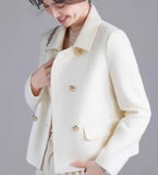 Short Double-Breasted Woolen Coat, Warm Double Face Wool Coat Jacket 3339