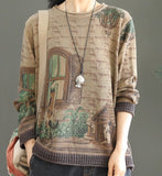 Knitted Patterned Women Casual Blouse Cotton Linen Shirts Tops DZA2007134