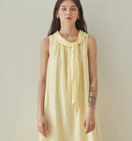 Soft Wshed Linen Detachable Sash Dress /9956