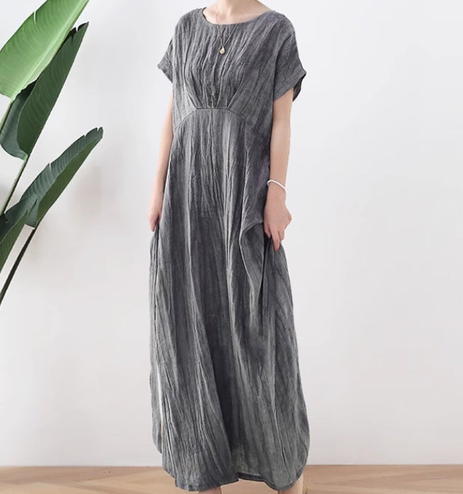 Crinkled Summer Women Linen Dress,Soft Washed Vintage Dresses 2233 – SimpleLinenLife Crinkled Summer Women Linen Dress,Soft Washed Vintage Dresses 2233 – SimpleLinenLife