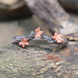 Natural Blue Sandstone Maple Leaf engagement ring Set Leaf Branch Sadnstone stone Ring Maple Leaf Sterling Silver Ring Pear Sandstone ring（副本）