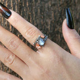 Natural Moonstone Ring Set, Pear Cut Engagement Ring,Twig and Maple Leaf Moss Agate Ring Wedding Ring Promise Ring Gift for her