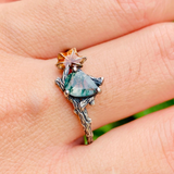 Custom Natural Moss agate branch engagement ring,vine Gemstone Ring, maple leaf sterling silver ring,unique Handmade vine ring ，Gift for her