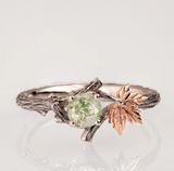 Natural  twig ring Moss Agate 925 Sterling Silver Ring, Silver Branch Ring, Nature Inspired Ring,Engagement Leaves Ring,opal Engagement Leaves Ring,gift for her