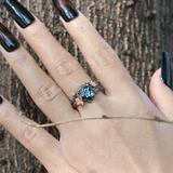 Natural Pear Moss Agate Ring Set Unique Green Moss Agate Tree Branch Ring Twig and Leaf Ring Maple Leaf Ring Agate Leaf Engagement Ring