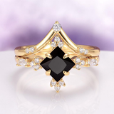 Skye Natural  Garnet Couples Ring Set,Cosmic His and Hers Wedding Bands